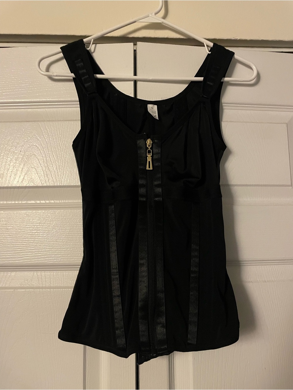 Black Sleeveless Zip-Front Women's Tank Top